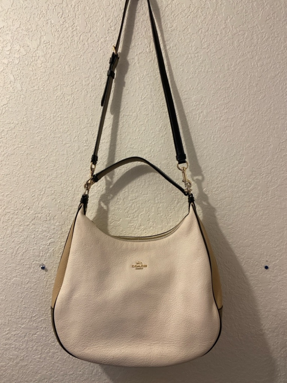 Coach Harley Hobo Geometric Ivory Tri-Color Pebbled Leather Shoulder Bag - Picture 2 of 16